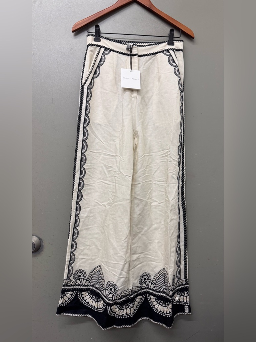 NWT Scarlett Poppies Sierra Trouser Ivory Tailored Pants Women Size Small New
